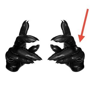 Majesty Black Extended Length Ring Finger Black Leather Nail Gloves